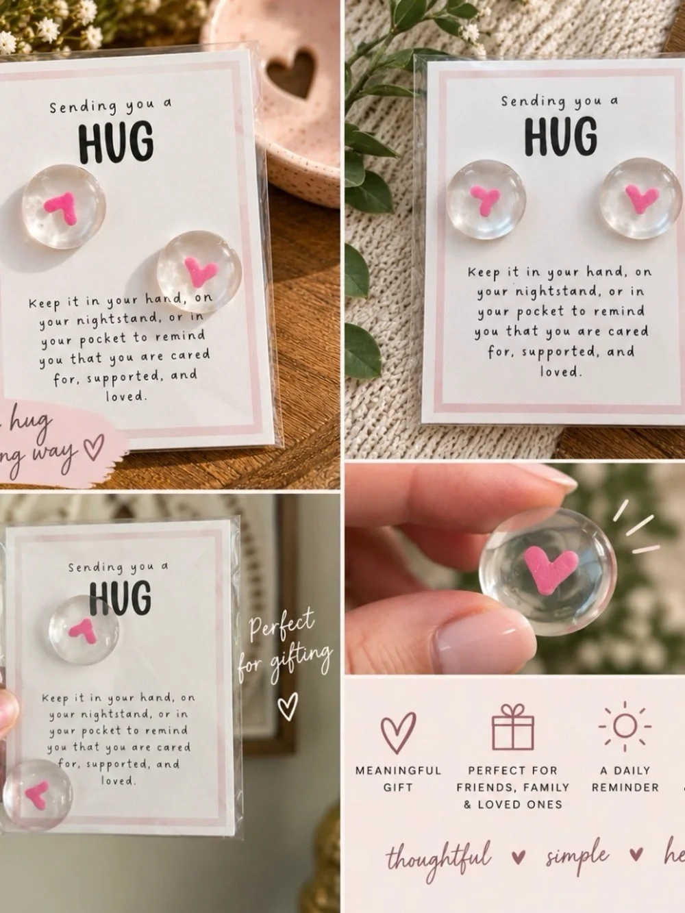 Sending You a Hug Pink Heart Pocket Token Set by